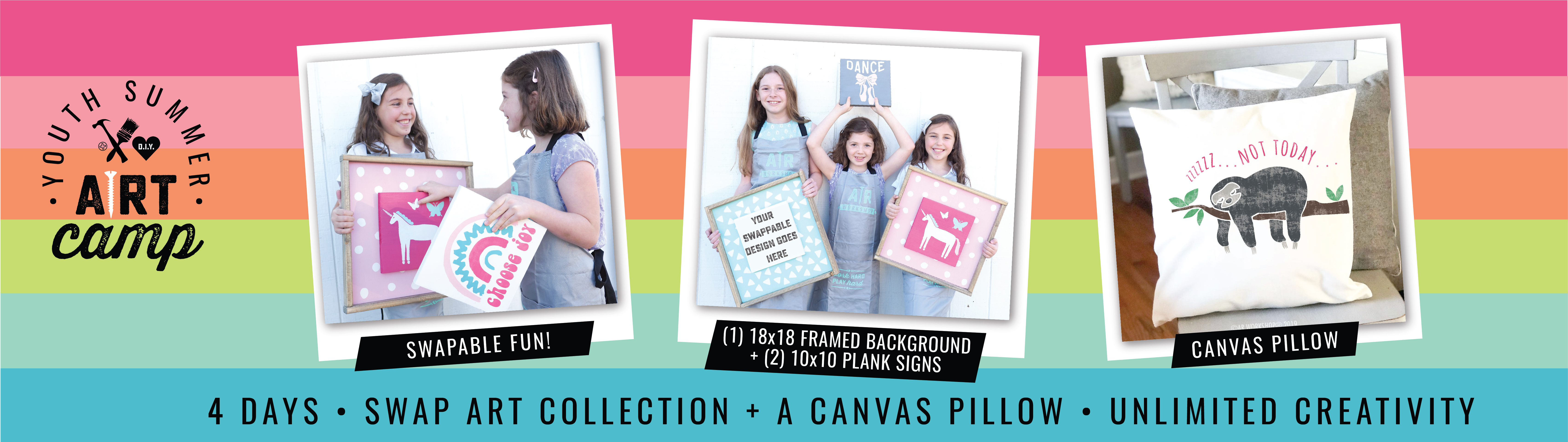 4 DAY SUMMER CAMP PM (N) - Swap ARt Collection, Canvas Pillow